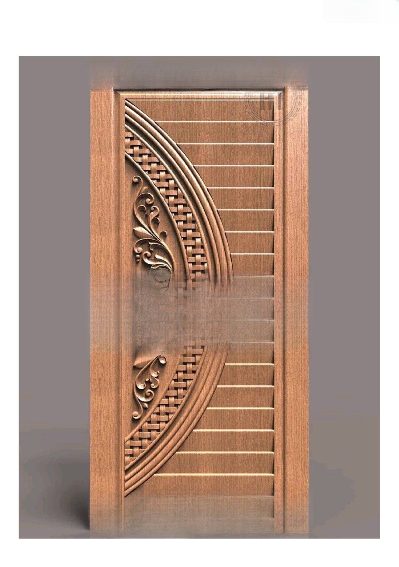 GSK HT - PAGE-06 Modern Geometric Semicircle Carved Wood Door 3D Model